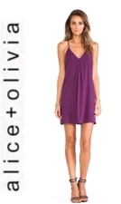 Alice + Olivia Fierra Burgundy Mini Dress Racerback Size XS New