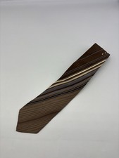 Christian Dior Monsieur Neck Tie Brown Pattern Stripe 100% Silk 3” Wide