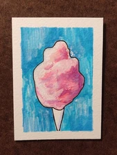 ACEO Original Cotton Candy Mixed Media Painting Art Card "CC"