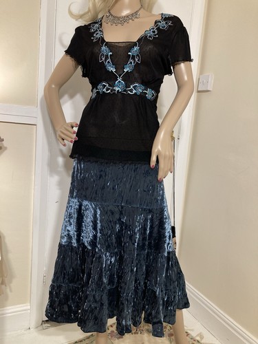 Vintage Y2K Babydoll Milkmaid Whimsigoth Witchy Romantic Fairy Embellished Top - Picture 21 of 24