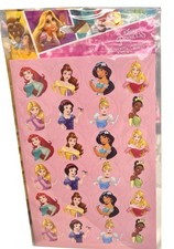 DISNEY PRINCESS STICKERS New  Sealed in Package of 4 Sheets, 96 Total Stickers