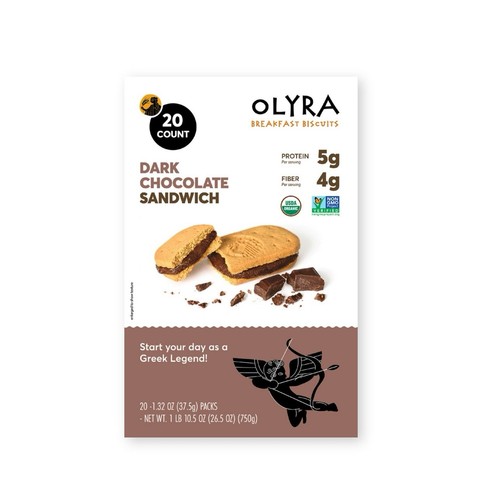 *2 Pack **OLYRA Organic Breakfast Biscuits, Dark Chocolate Crème 20 ct. Each - Picture 4 of 7