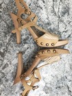 Manolo Blahnik Wooden Platform Sandals Leather Size 7/37 Handmade In Italy — photo 8