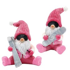 COOLE WEIHNACHTSWICHTEL mit SNOWBOARD und SKI - PINK | BEERE - 2 Figuren (PAAR)