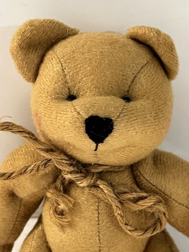 Vintage Handmade Primitive 6” Jointed Teddy Bear w/ Twine Bow Rustic Look - Picture 2 of 5