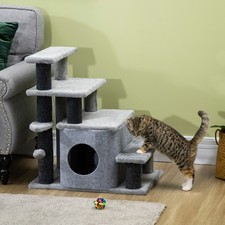 Pet Stair, Adjustable Height 3 Step/4 Step Cat Steps, Gray