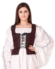 Renaissance Paisley Brocade Bodice - Black/Gray or Black/Red - Deluxe Costume