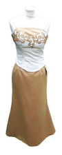 NEW Occasion Dynasty gold embroidered bustier, long skirt & matching shawl UK 10