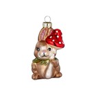 Christbaumschmuck Glas 7cm Hase Handbemalt  Anhänger Weihnachten  Braun Rot