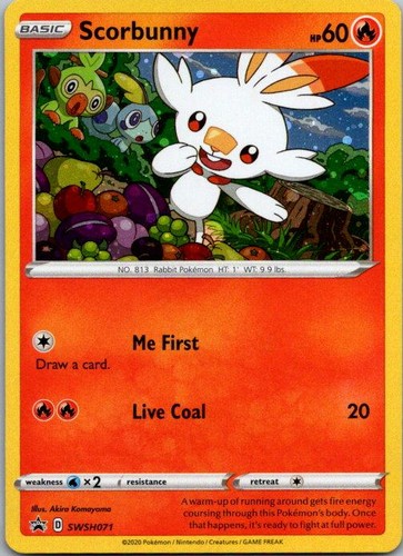 Scorbunny SWSH071 Holo Promo Sword & Shield Promo Pokemon Near Mint