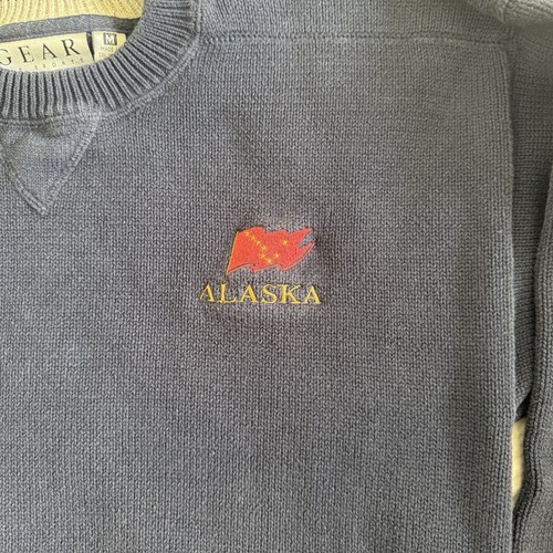 Suéter Pullover Alaska Azul Marino Para Hombre Vintage GEAR Para Deportes Talla Mediana De Colección - Imagen 5 de 9