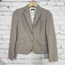 Vintage J Crew Womens Jacket Blazer P2 Petite 100 Wool Light Gray Made in Japan