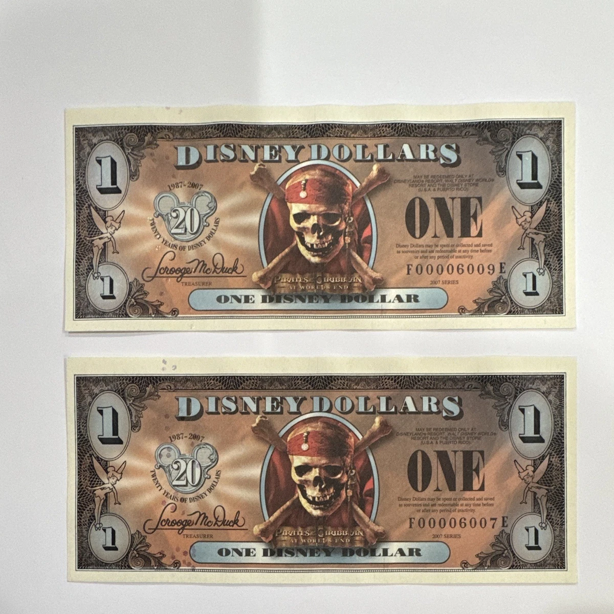 25+ Pirates of the Caribbean Disney Dollars (1968-Now) for sale