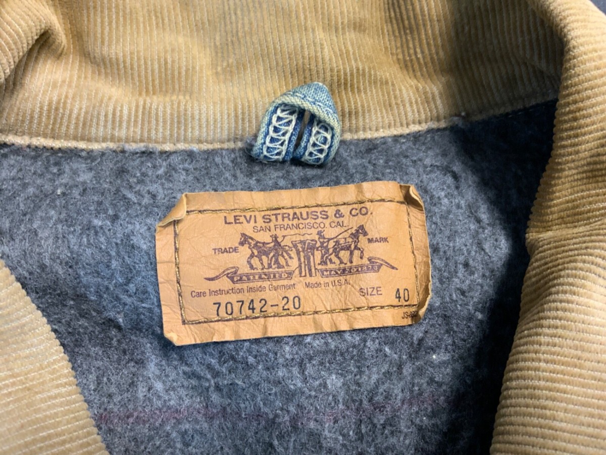 VTG RARE 70742-20 LEVIS WORKERS BLANKET LINED DENIM CHORE JACKET