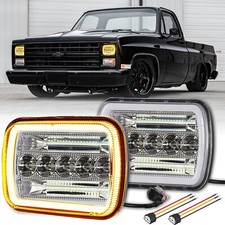 Pair Fit Chevrolet C10 C20 C30 1981-86 7x6 Led Headlight Turn Signal Lamp Fd01