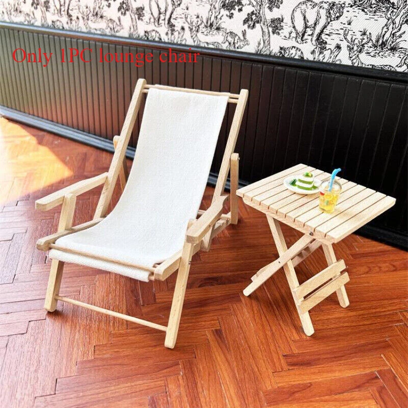 Mini Silla De Playa Plegable De Madera – 2 Unidades, 11x4.8 Cm, Para Casa De Muñecas Y Jardines Miniatura