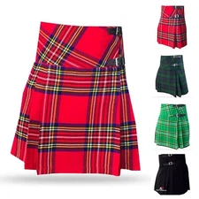 Ladies Women Kilt Tartan Scottish Pleated Billie Kilts Skirts Size 28" To 44"