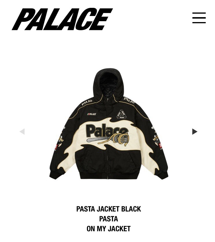 PALACE SKATEBOARDS PASTA JACKET BLACK SIZE SMALL WINTER 2024 PALACE SKATEBOARDS PASTA JACKET BLACK SIZE SMALL WINTER 2024
