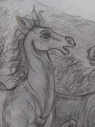 Saverio Scutellà Coppia di cavalli Disegno Firmato 34,0x23,6 cm - 第 5/7 張圖片
