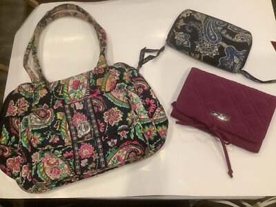 Lot Of 3~Vera Bradley Bowler Bag, Wallet & Jewelry Pouch~ Needs TLC