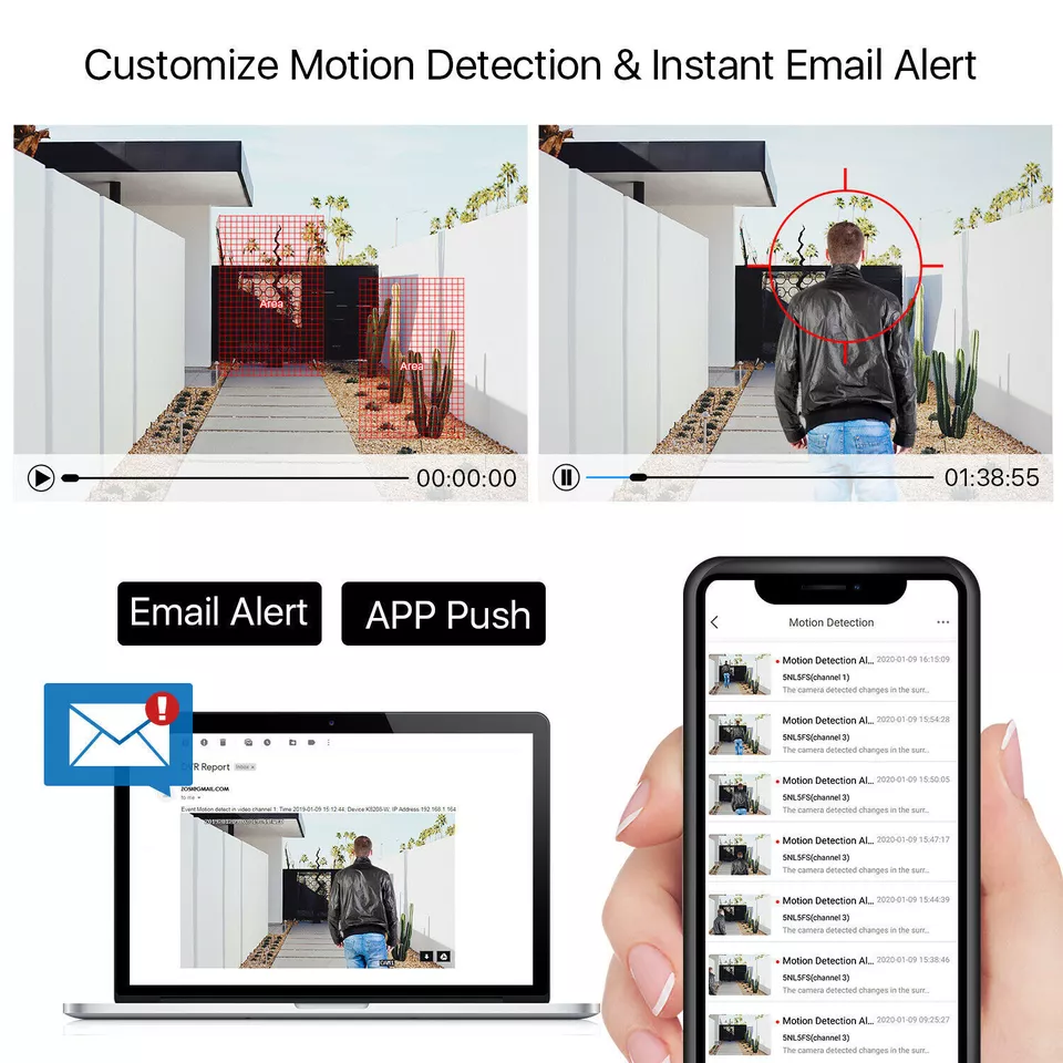 Sistema de cámara de seguridad para el hogar ZOSI 16CH H.265+1080P 5MP Lite DVR alerta instantánea IR Foto 3 de 4