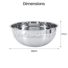 Stainless Steel Mixing Bowls Deep Flat Base Catering Baking Food Serving Bowl