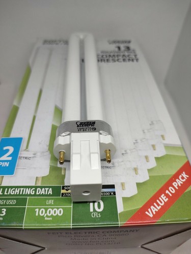 Feit elec 13 Watt Twin Compact Fluorescent Bulb, 2,700 Kelvin, GX23 Base 10/PKG - 第 2/5 張圖片