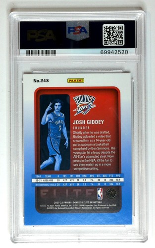 2021-22 PANINI Donruss Elite Asia Hyper Gold #243 Josh Giddey GEMA MT 9 PSA - Imagen 2 de 3