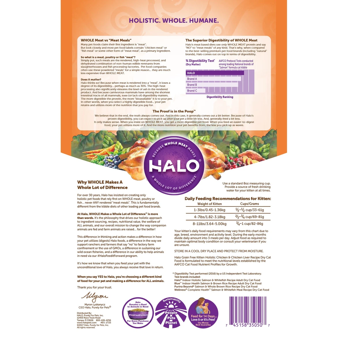 Halo Grain Free Natural Dry Cat Food, Kitten Chicken & Chicken Liver  Recipe, Bag | eBay