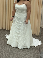 Gently Used Light Ivory Lace Overlay Strapless Wedding Gown