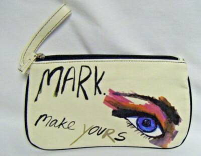 Avon Canvas Clutch Cosmetic Makeup Bag Eye Zipper Make Your Mark Fashion NIP