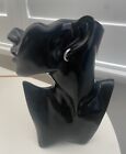 Vtg Art Deco Male Head Mannequin Counter Mount Black Resin Haughty Pose 10” Vgc