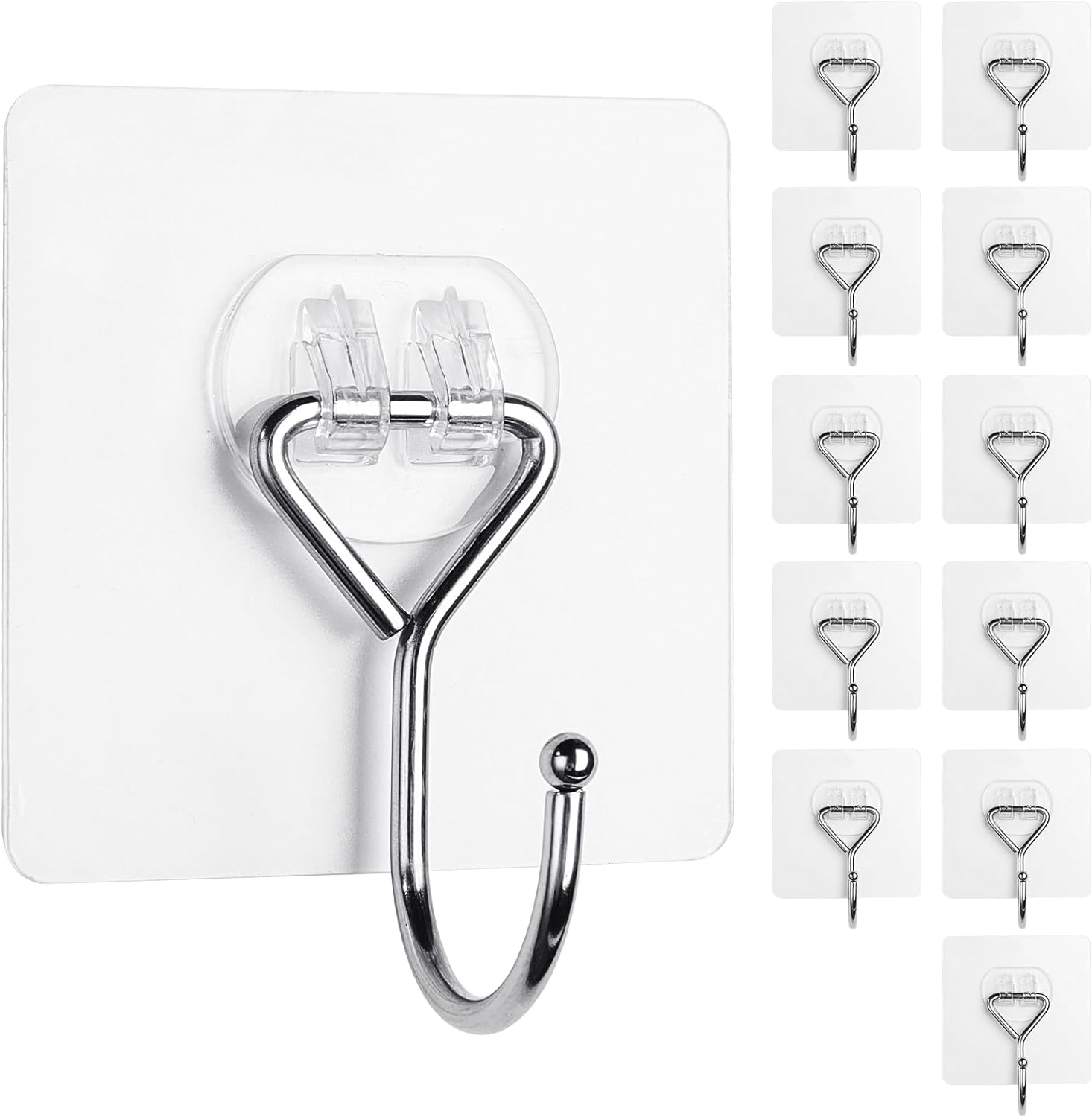 Large Adhesive Hooks Utility Hooks 12 Pack Waterproof and Rustproof Wall Hooks f