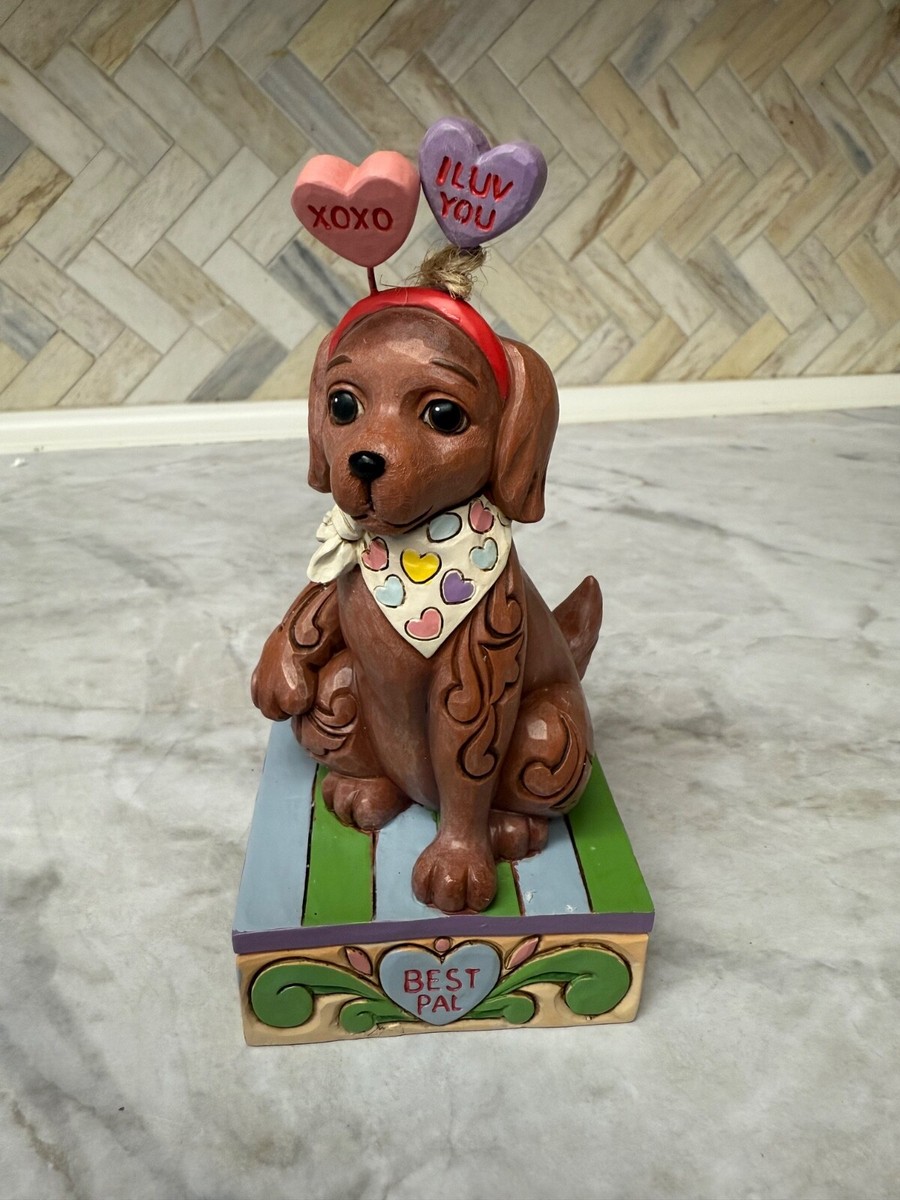 Jim Shore HWC Cute Dog w Heart Message Best Friend Valentines Love