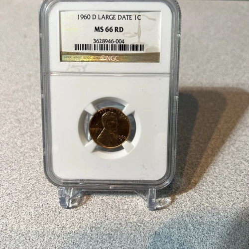 1960-D 1C RD Large Date  Lincoln Memorial One Cent  NGC MS66RD