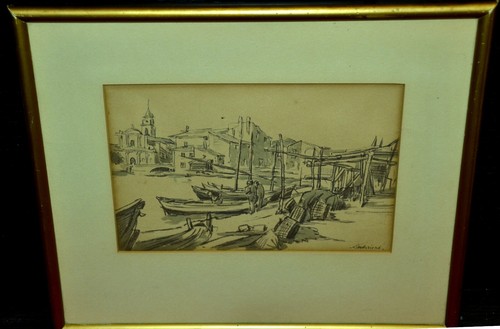 Acuarela/tinta, tiza de aceite sign. Theodor Franz. Goedvriend, Passepartout, enmarcado - Imagen 2 de 7