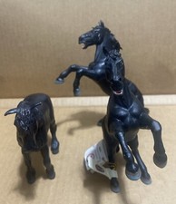 Papo 51009 Reared Up Horse Black Toy - Lot Of 3
