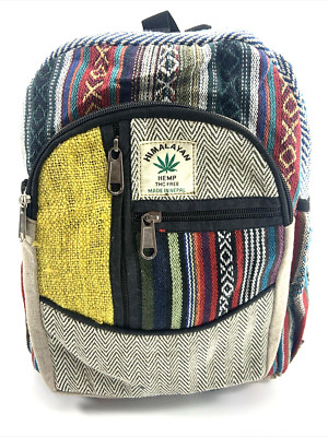Himalayan Hemp THC Free Multi Color 13''H X 10''W Handmade Backpack NWT