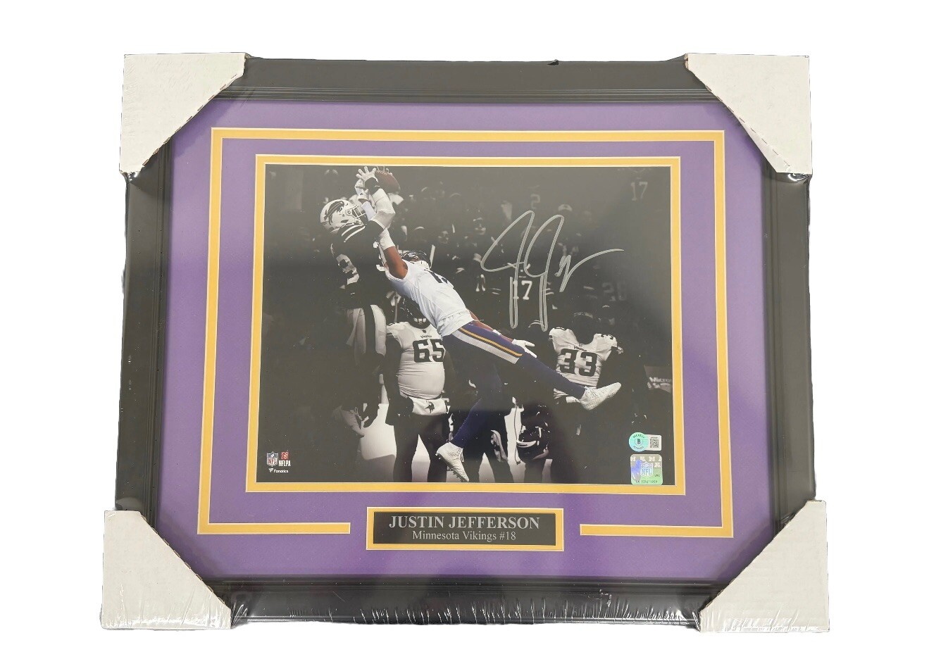 Justin Jefferson Autographed Signed Minnesota Vikings Deluxe Framed Fantastics BAS 