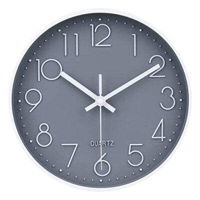 Wall Clock Battery Operated Silent & Non-Ticking Wall Clock for 10 Inch Gray