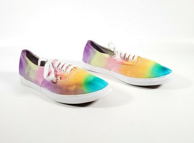 rainbow tie dye slip on vans