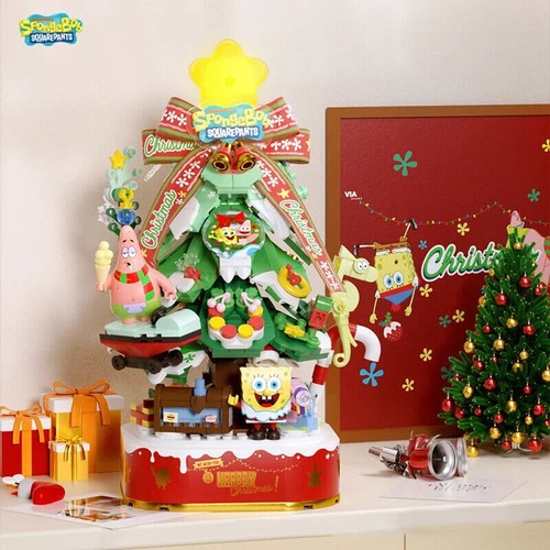 Bob Esponja Árbol de Navidad Caja de Música Bloque de Construcción Luz Giratoria Caja de Música Ladrillo - Imagen 5 de 6