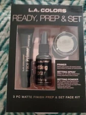 L.A. COLORS READY, PREP & SET 3pc Matte Finish Prep & Set Face Kit- Sealed!f2