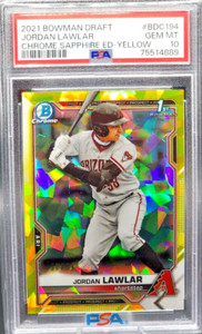 2021 Bowman Sapphire Jordan Lawlar Yellow 98/99 #BDC-194 - PSA 10 🔥POP 4🔥