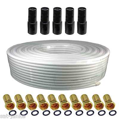 50m DIGITAL Koaxialkabel Antennenkabel 100dB - 135dB Sat Kabel Full HD 3D 10GG