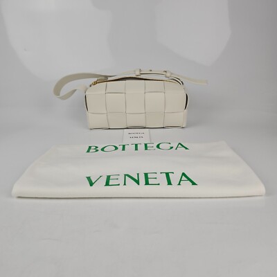 BOTTEGA VENETA Brick Cassette Small White And Gold Leather