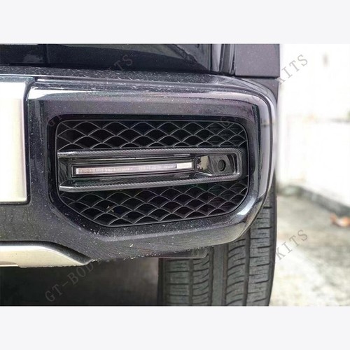 For Benz W463A W464 G63 AMG 19-23 Carbon Fiber Front Bumper Cover LED Light Trim - Imagen 3 de 5