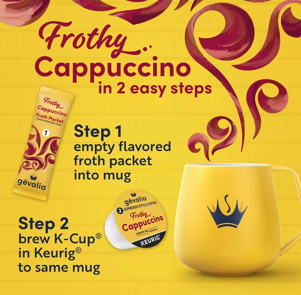 Gevalia Cappuccino K Cup Espresso Coffee Pods & Cappuccino Froth Packets, 12 ct - Image 3 of 4