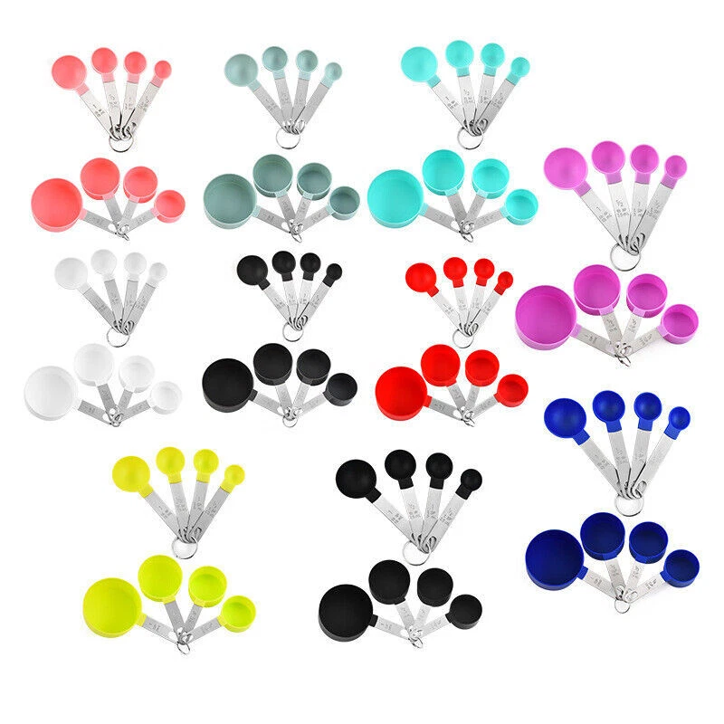 Durable Plastic Multi-Color Measuring Cups and Spoons Kitchen Cooking Set 8Pcs - Image 3 of 4