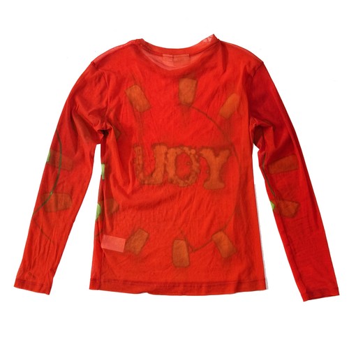 DRIES VAN NOTEN x LEN LYE orangefarbenes Netzoberteil "YOU" Langarm Damen Größe M - Bild 5 von 9